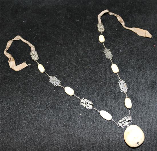 Ivory and silver necklace